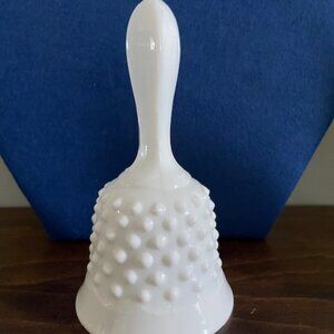 Fenton Milk Glass Bell with Hobnail Design - original glass clapper